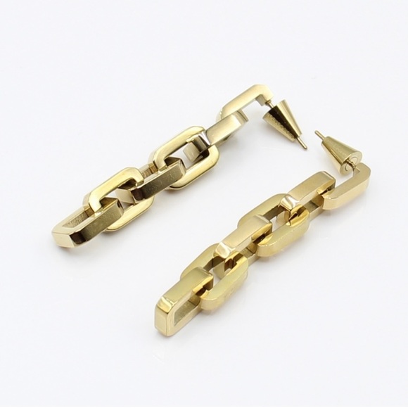 Eddie Borgo Supra Link Gold Earrings - Picture 2 of 3